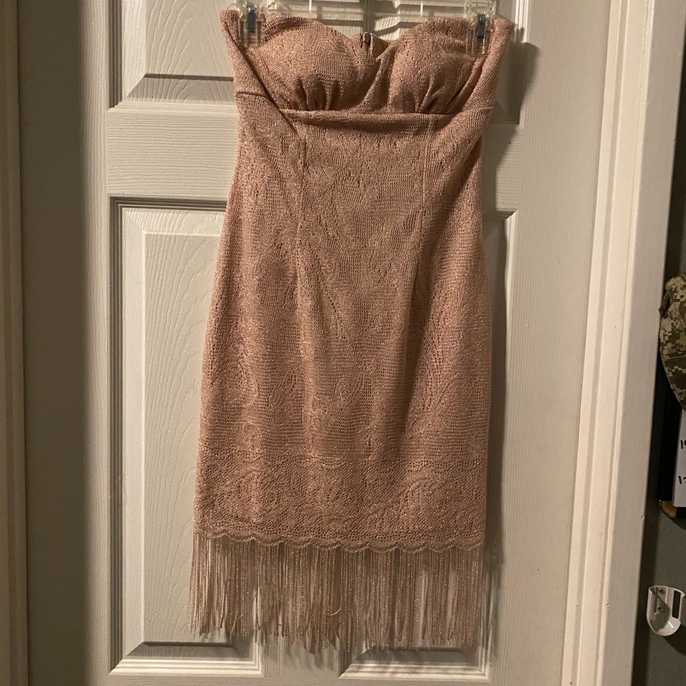 Pink dress fringe bottom